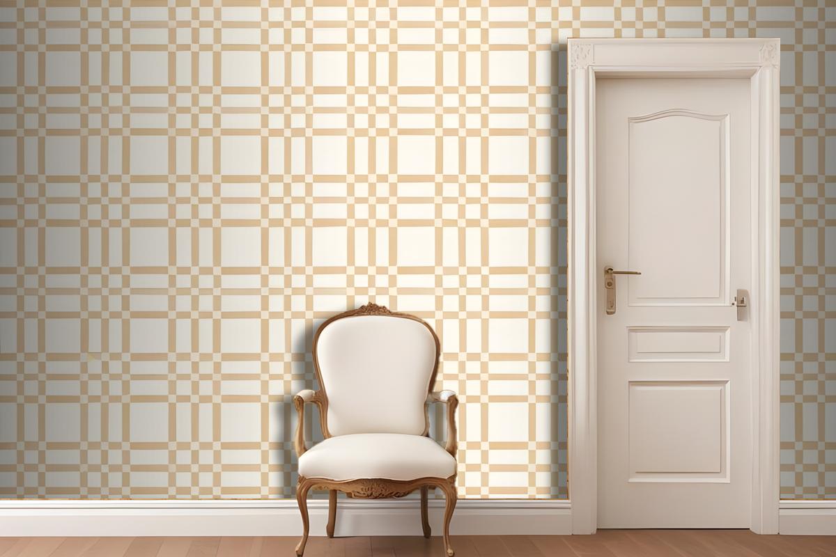 Mustard Yellow Retro Checkered Wallpaper Mural