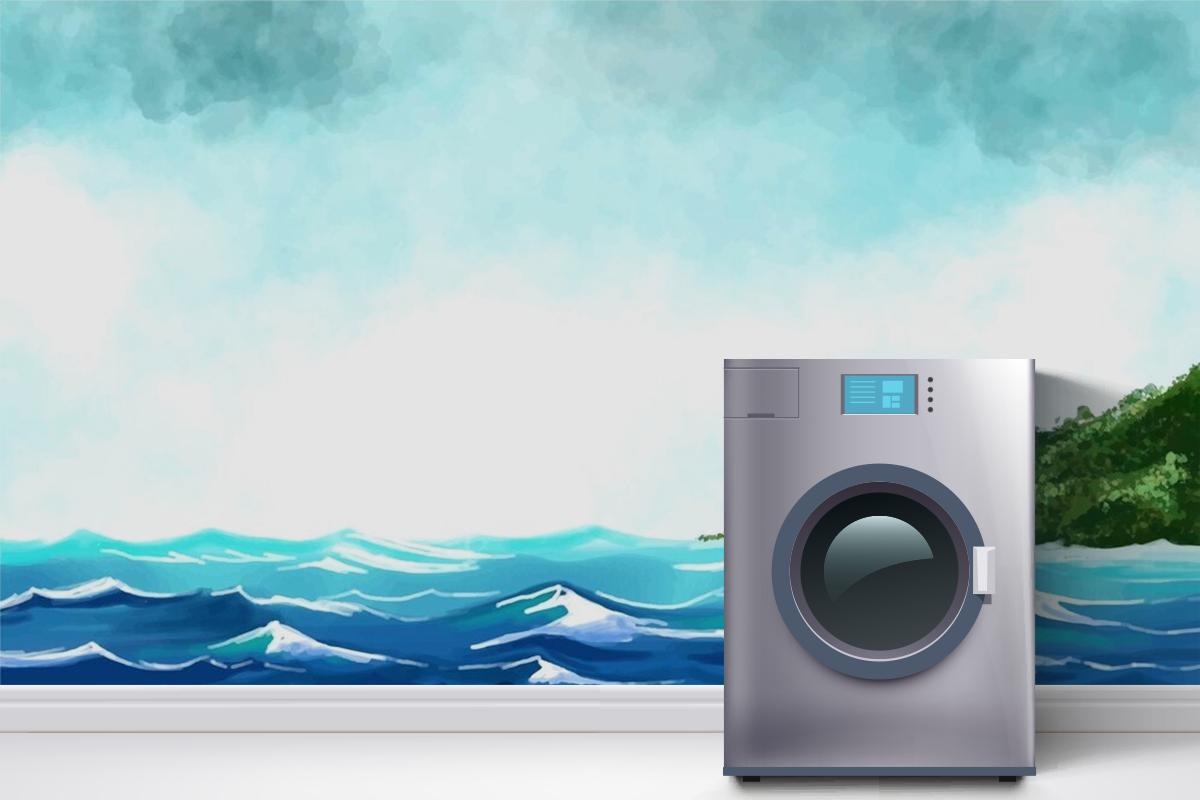 Ocean Underwater Blue Wave Laundry Room Wallpaper Mural