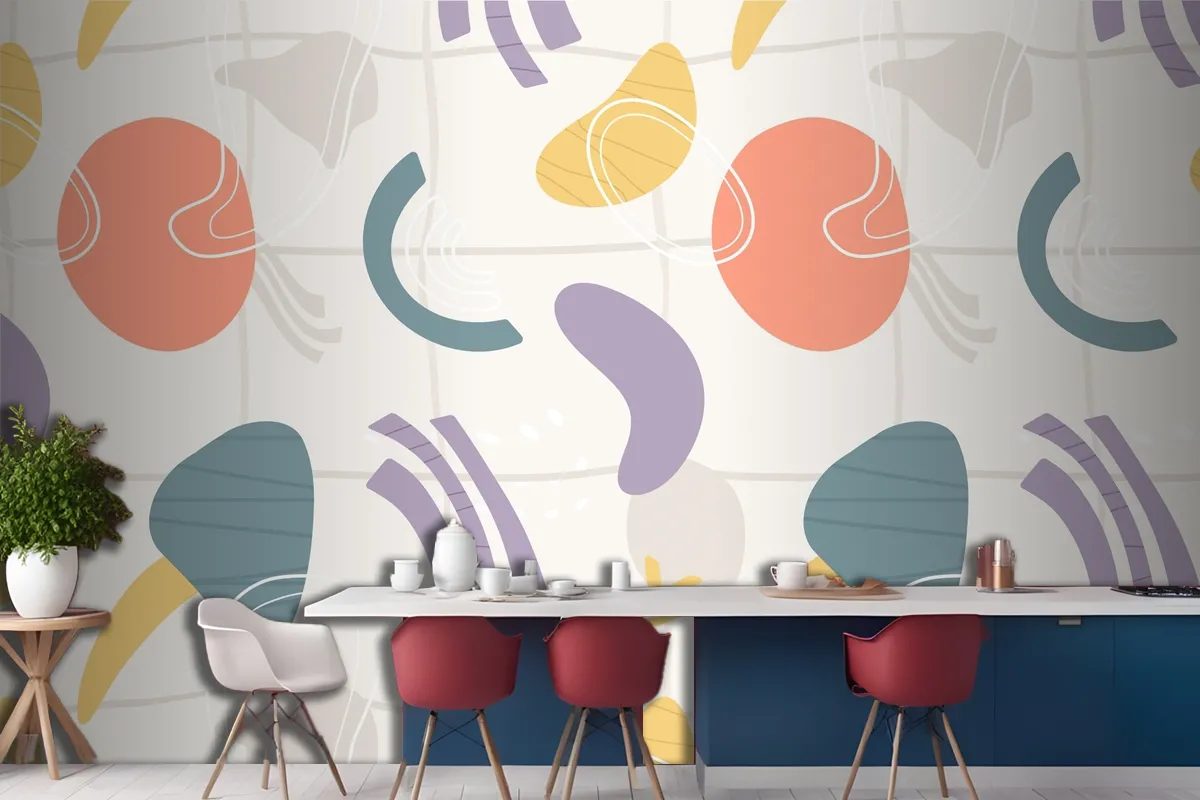 Organic Flat Abstract Element Pattern Wallpaper Mural