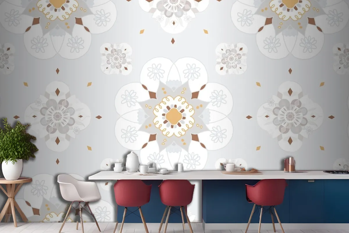 Oriental Mandala Floral Pattern Wallpaper Mural