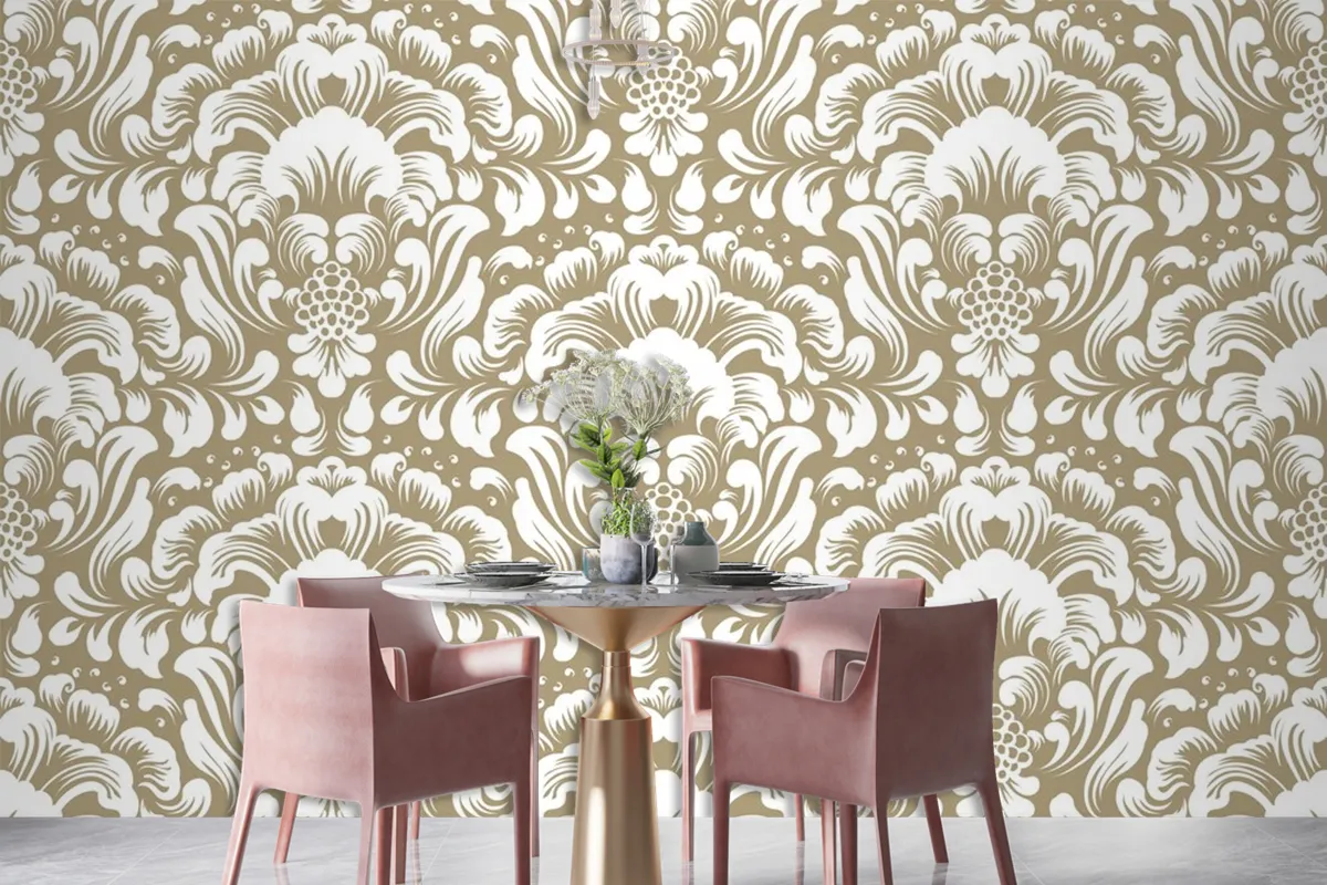 Ornamental Damask Seamless Pattern Wallpaper Mural