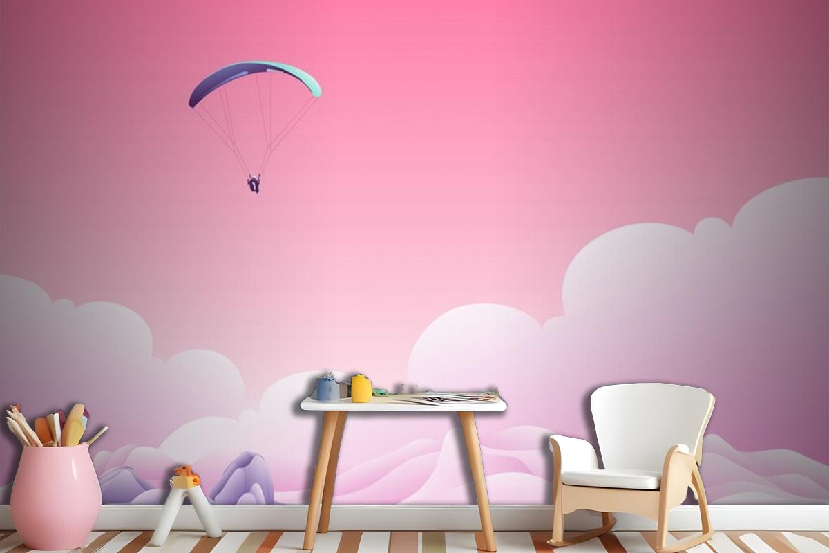 Parachute Above The Clouds Wallpaper Mural