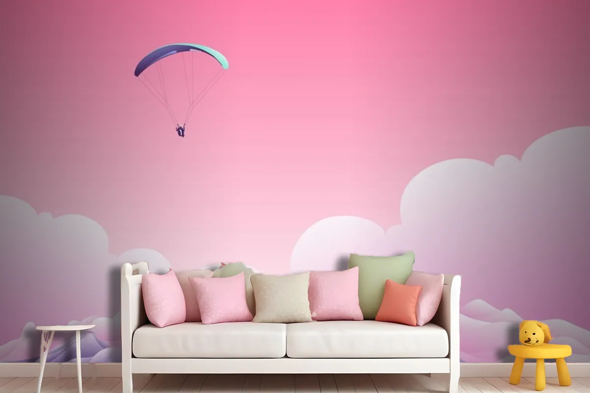 Parachute Above The Clouds Wallpaper Mural