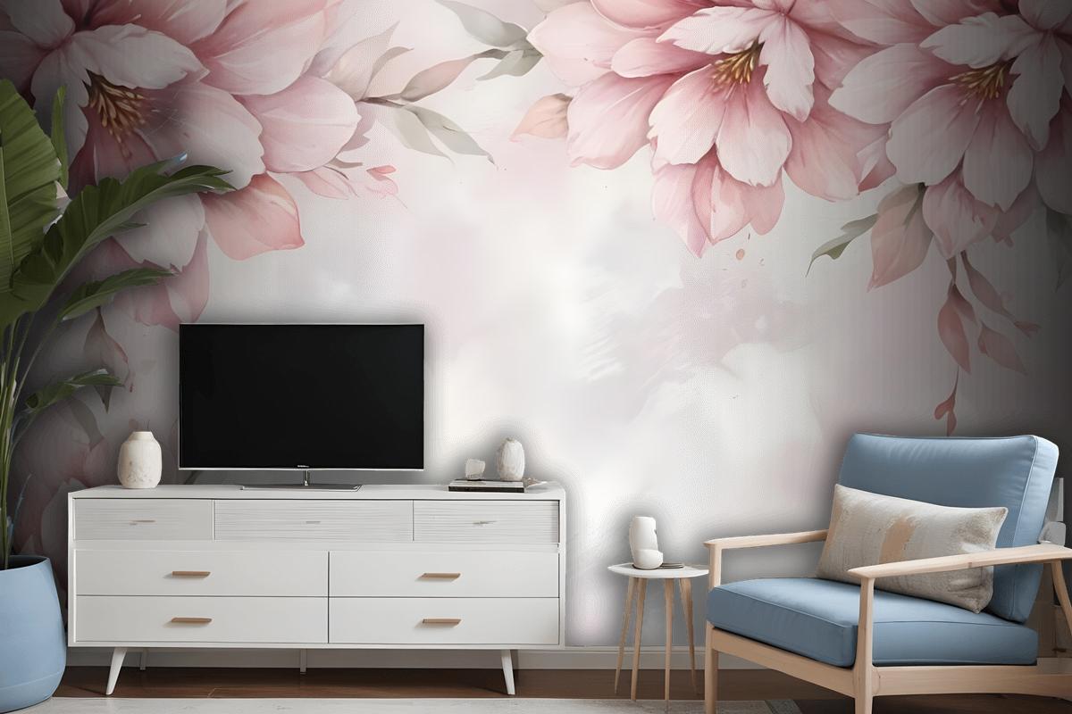 Pastel Pink Flower Wallpaper Mural