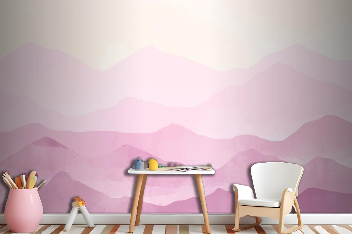 Pastel Watercolor Mountains Background Wallpaper Mural