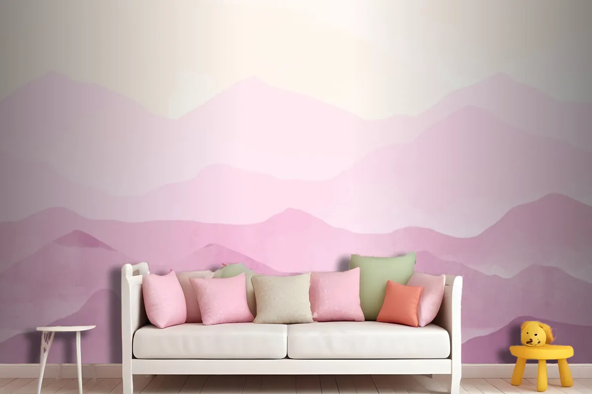 Pastel Watercolor Mountains Background Wallpaper Mural