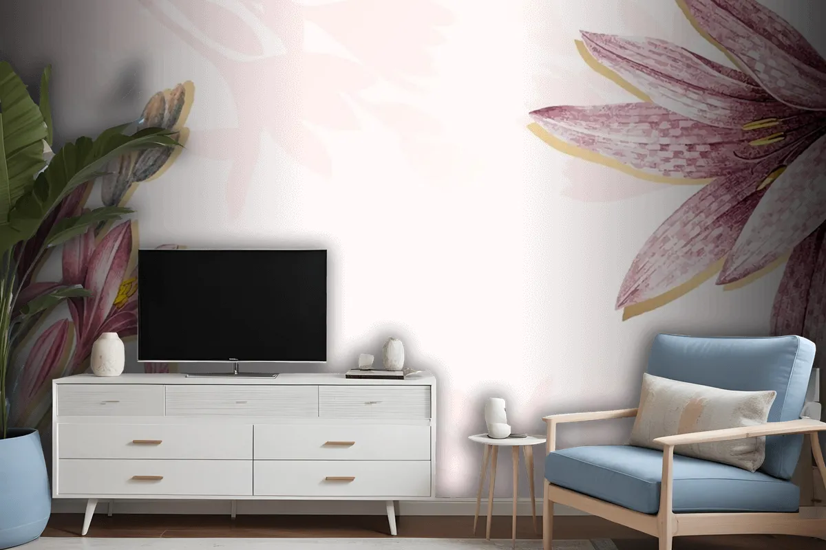 Pink Amaryllis Pattern Background Wallpaper Mural