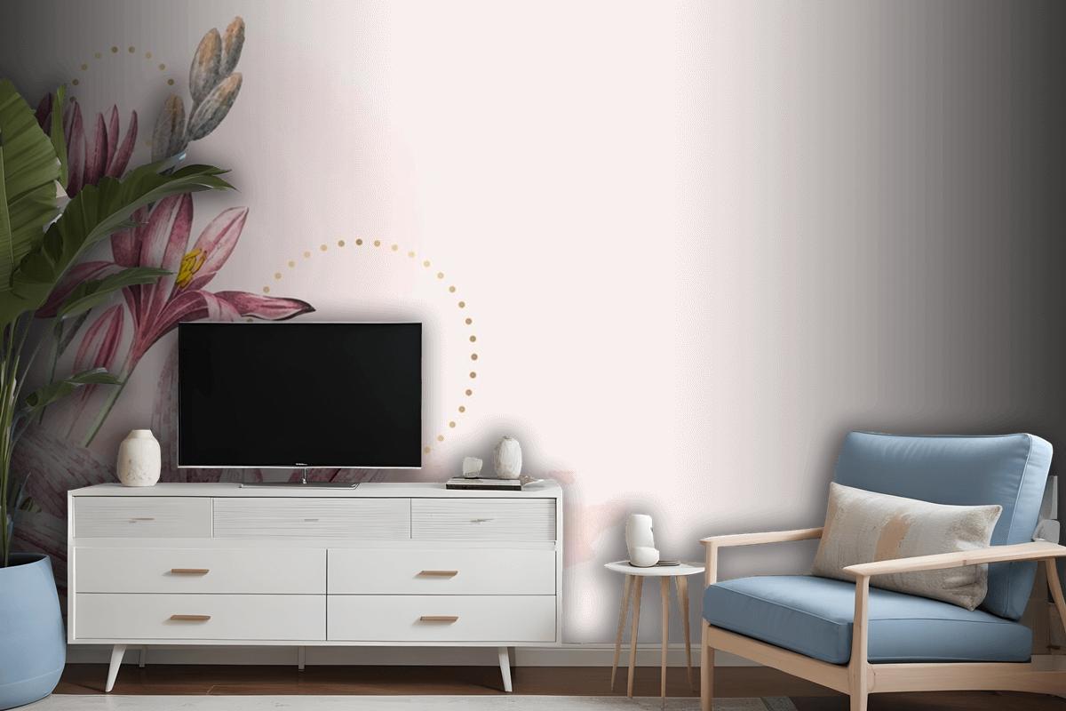 Pink Amaryllis Pattern Background Wallpaper Mural