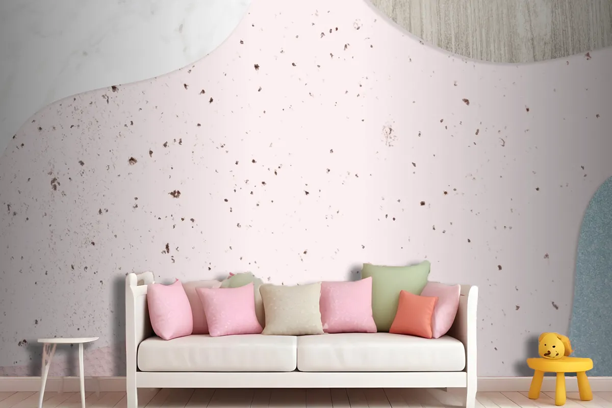 Pink And Blue Collage Textured Wallpaper Mural