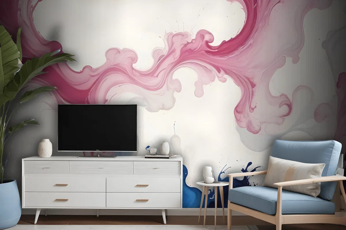 Pink Blue Marble Style Brush Wallpaper Mural