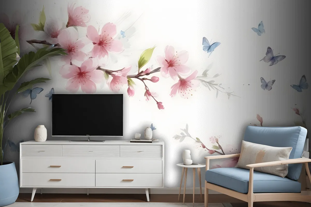 Pink Cherry Blossom Wallpaper Mural