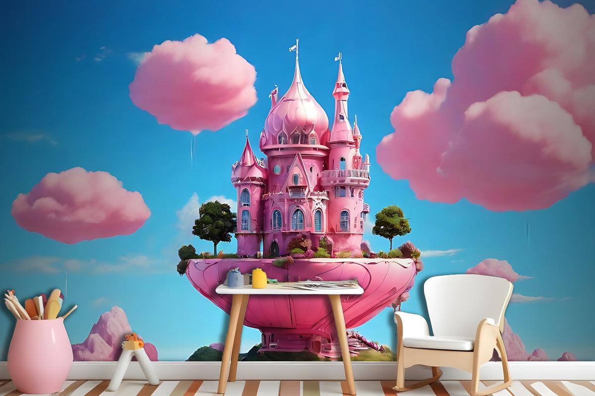 Pink Magic House Design Wallpaper Mural