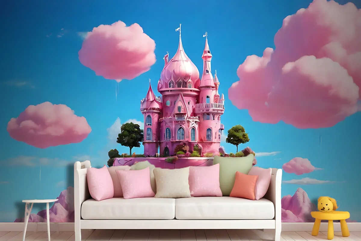 Pink Magic House Design Wallpaper Mural