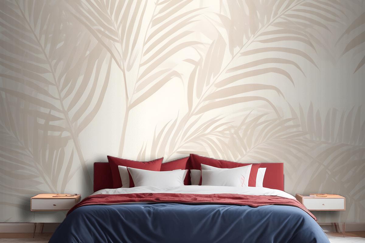 Pink Palm Leaf Inky Tropical Wallpaper Mural