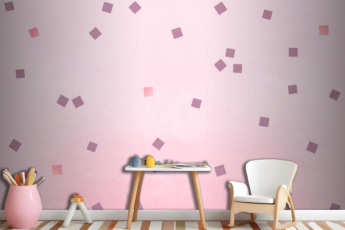 Pink Square Polka Dots Wallpaper Mural