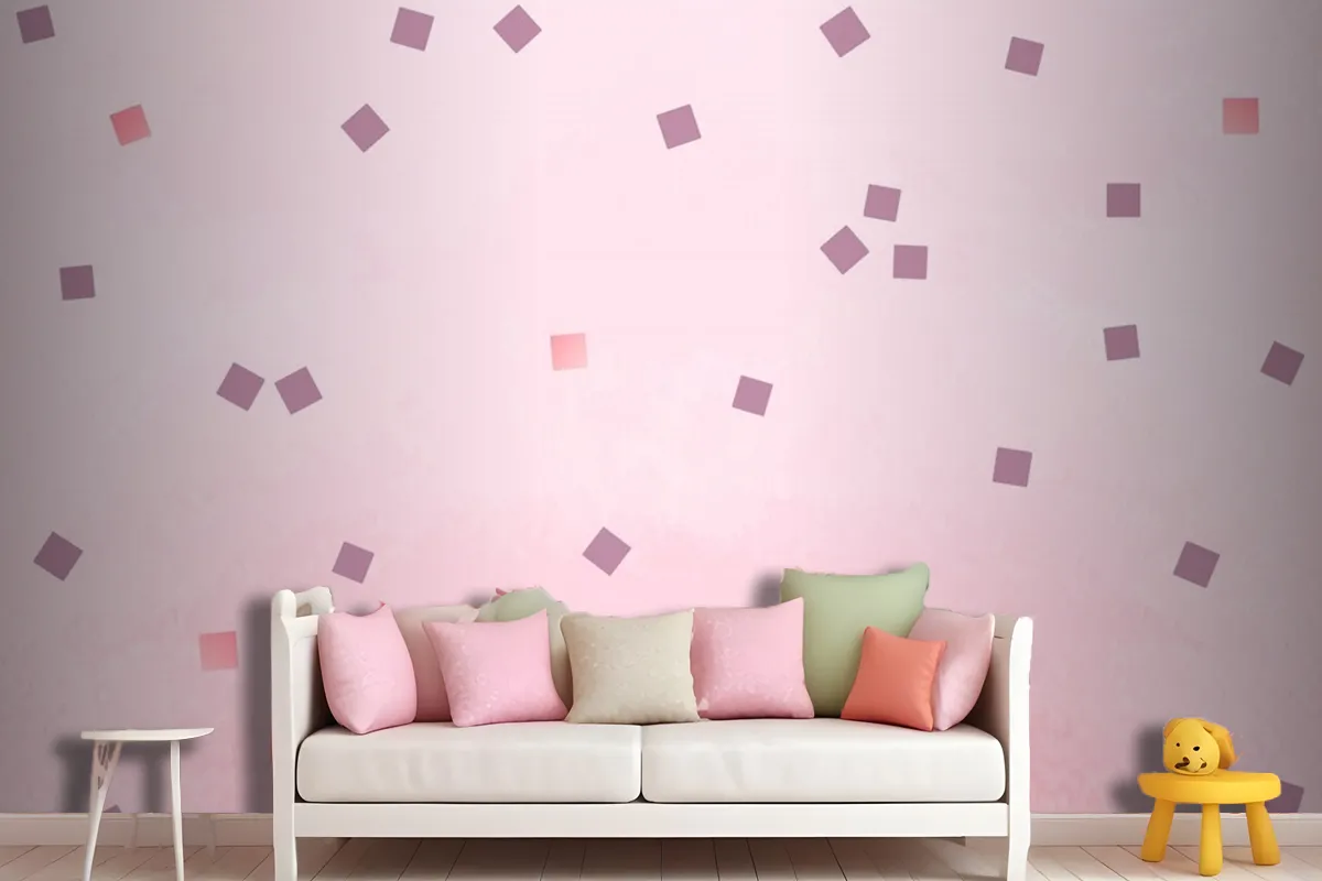 Pink Square Polka Dots Wallpaper Mural