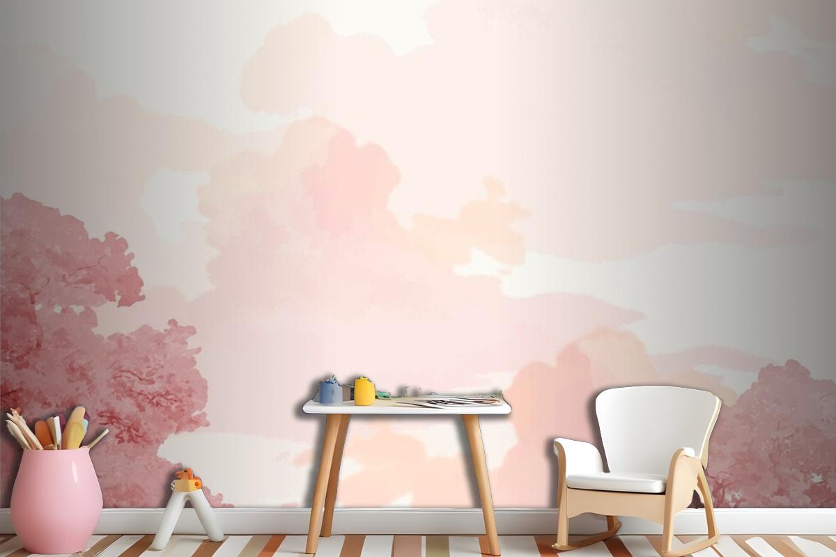 Pink Trees And Sky Banner Wallpaper Mural