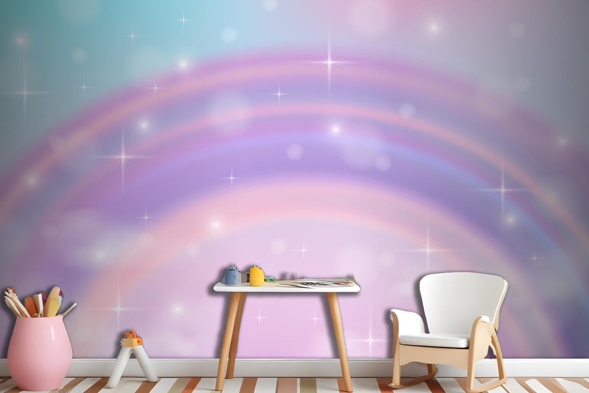 Realistic Rainbow Glitter Background Wallpaper Mural