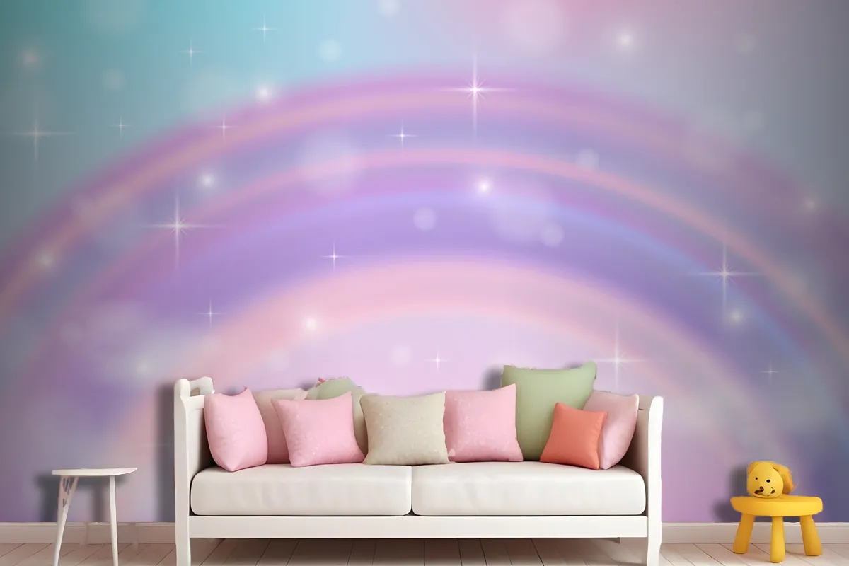 Realistic Rainbow Glitter Background Wallpaper Mural