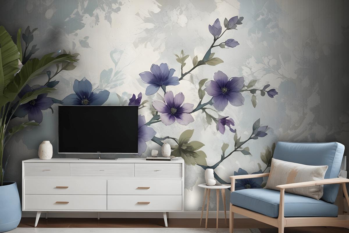 Retro Magnolia Blossom Wallpaper Mural