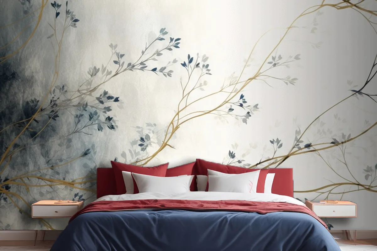 Retro Nostalgic Golden Brushstrokes Wallpaper Mural