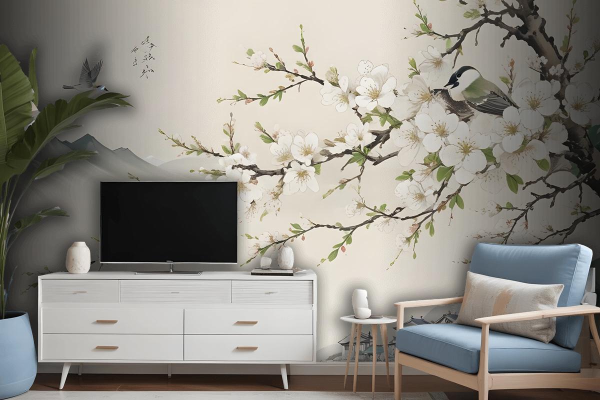 Retro Plum Blossom Wallpaper Mural