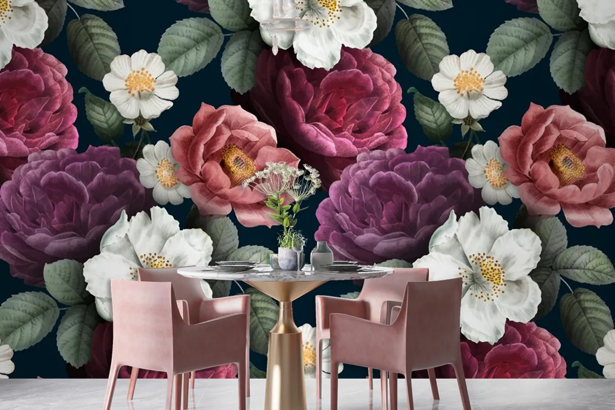 Romantic Floral Background Wallpaper Mural