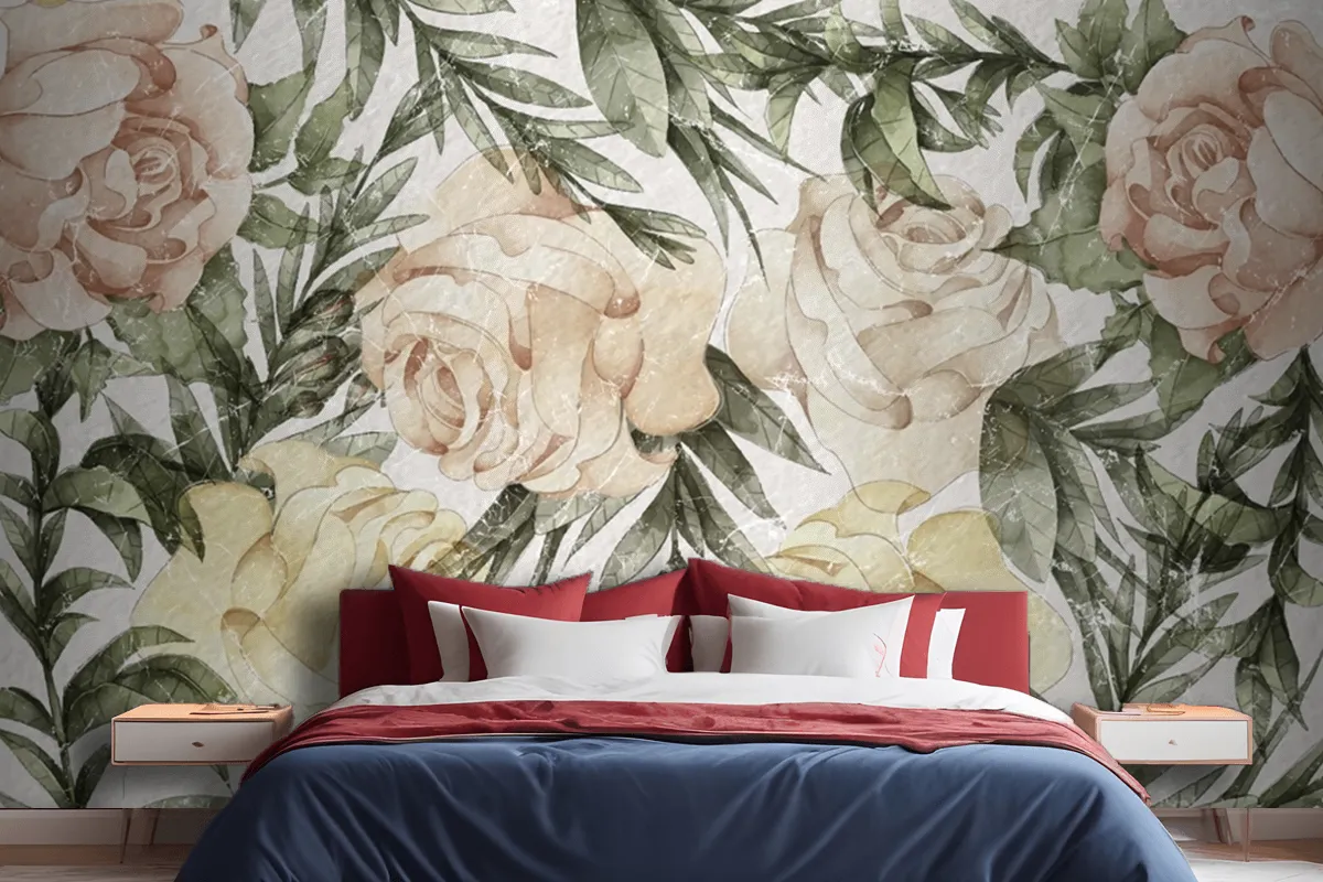 Roses Art Design Wallpaper Mural