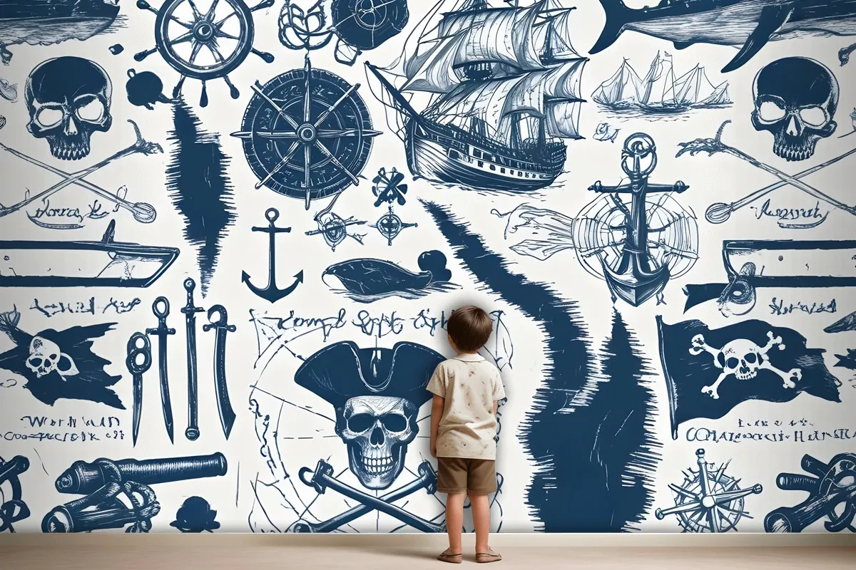 Sailor Map Adventure Kids Wallpaper Mural