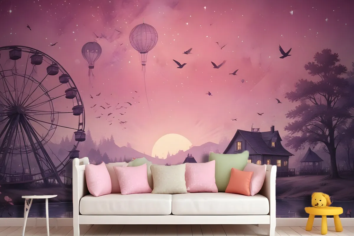 Sea Landscape With Ferris Wheel Wallpaper Mural