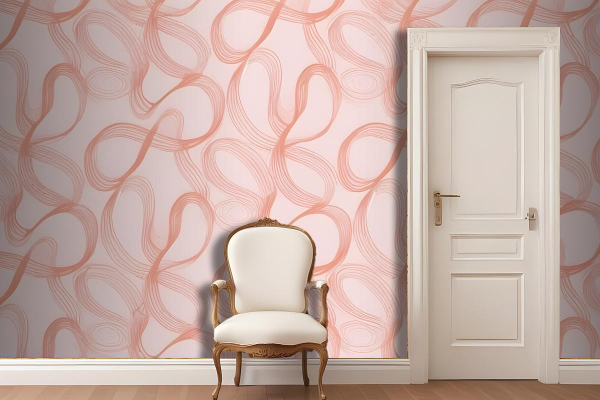 Seamless Abstract Pattern With Organic Flowing Shapes In Shades Of Pink And Peach Wallpaper Mural