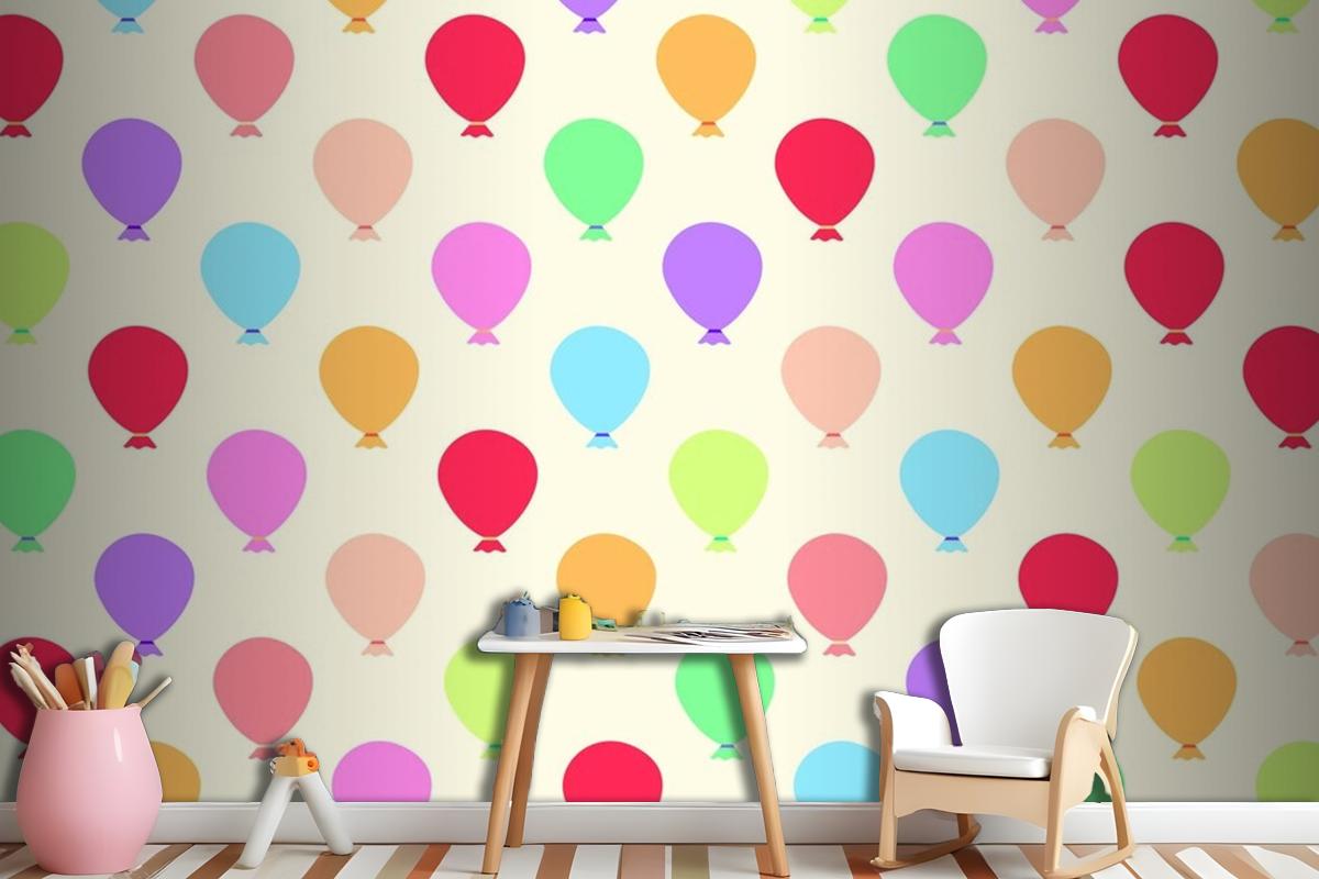 Seamless Colorful Balloons Pattern Wallpaper Mural