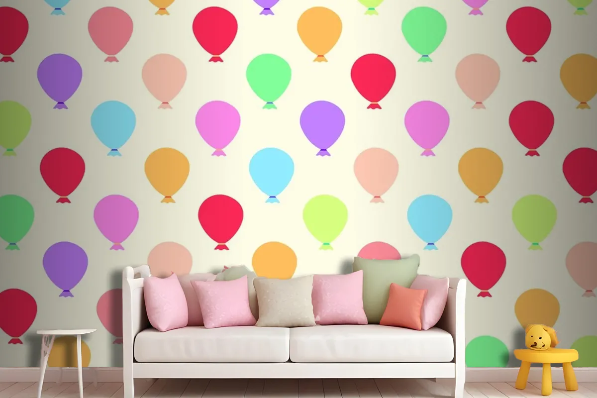 Seamless Colorful Balloons Pattern Wallpaper Mural