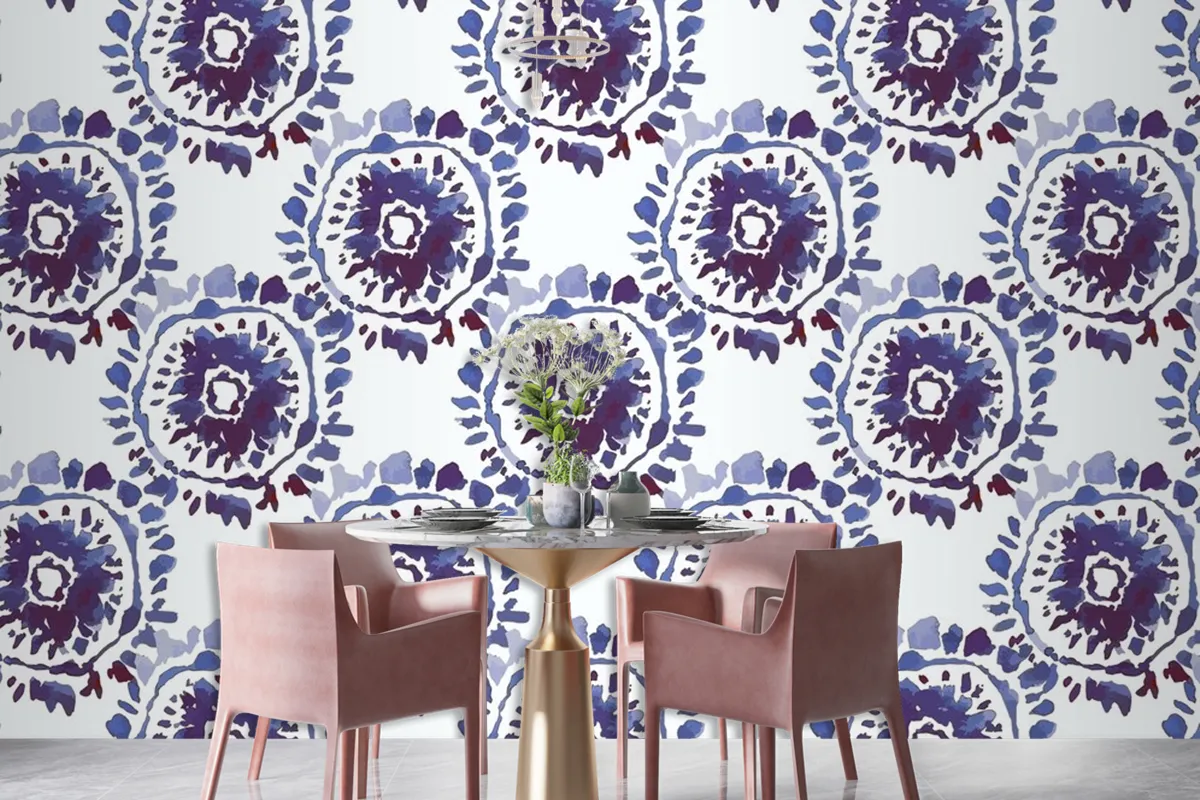 Shibori Hand Painted Pattern Watercolor Wallpaper Mural