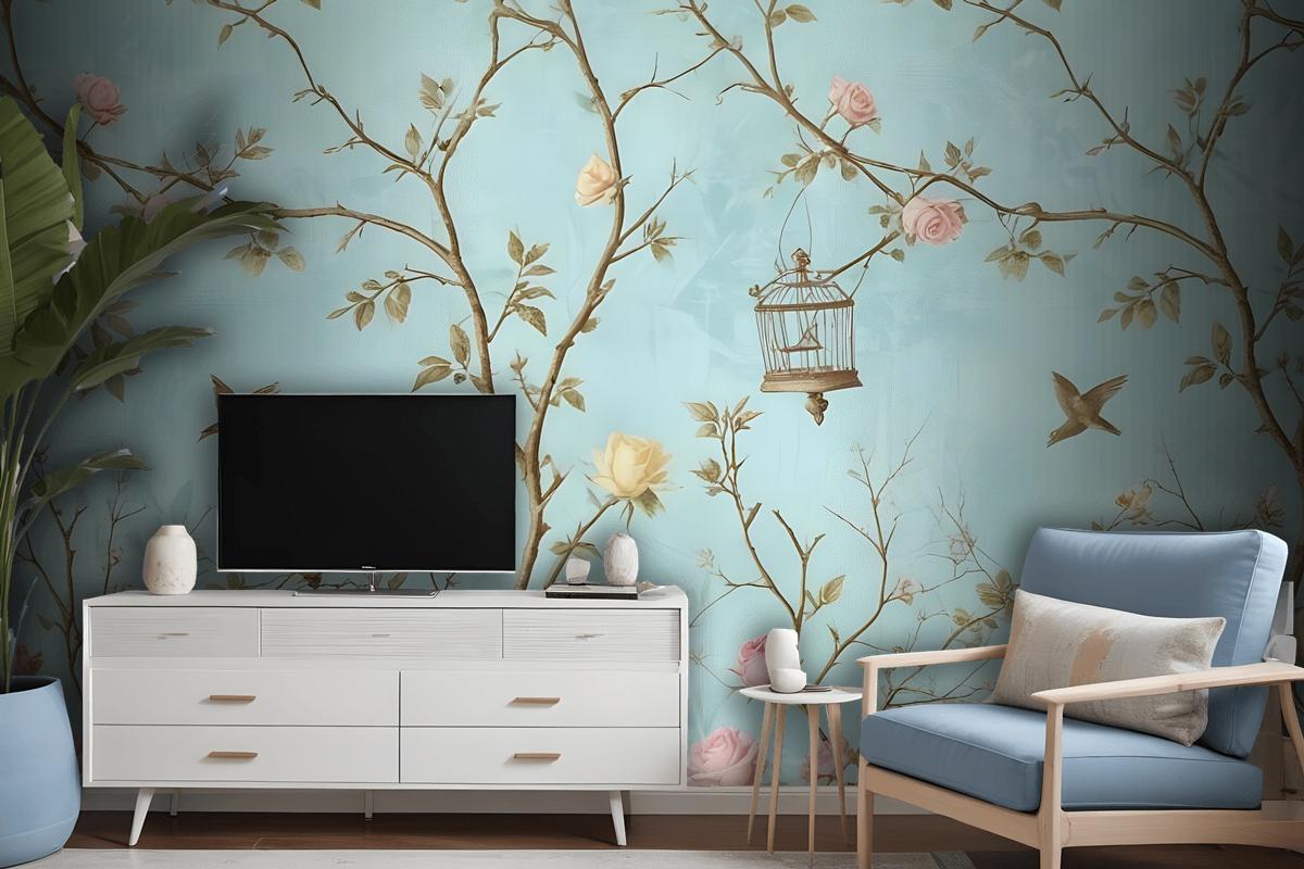 Small Flowers And Birds For Photoural Wallpaper Mural