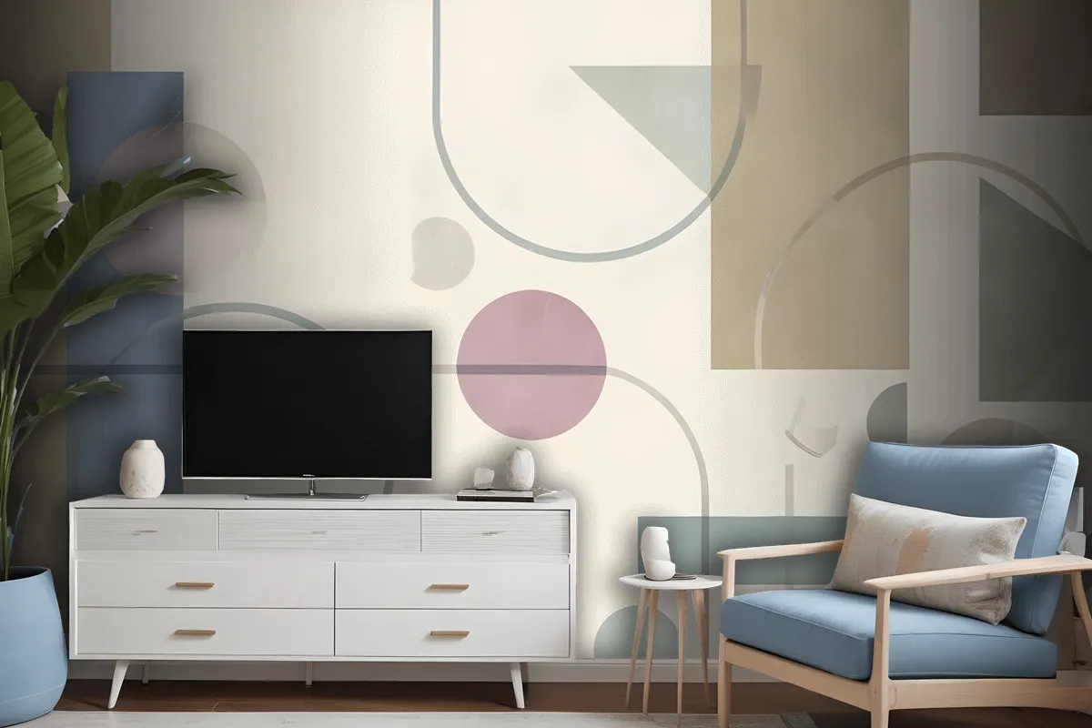 Soft Geometric Shape Art Wallpaper Mural