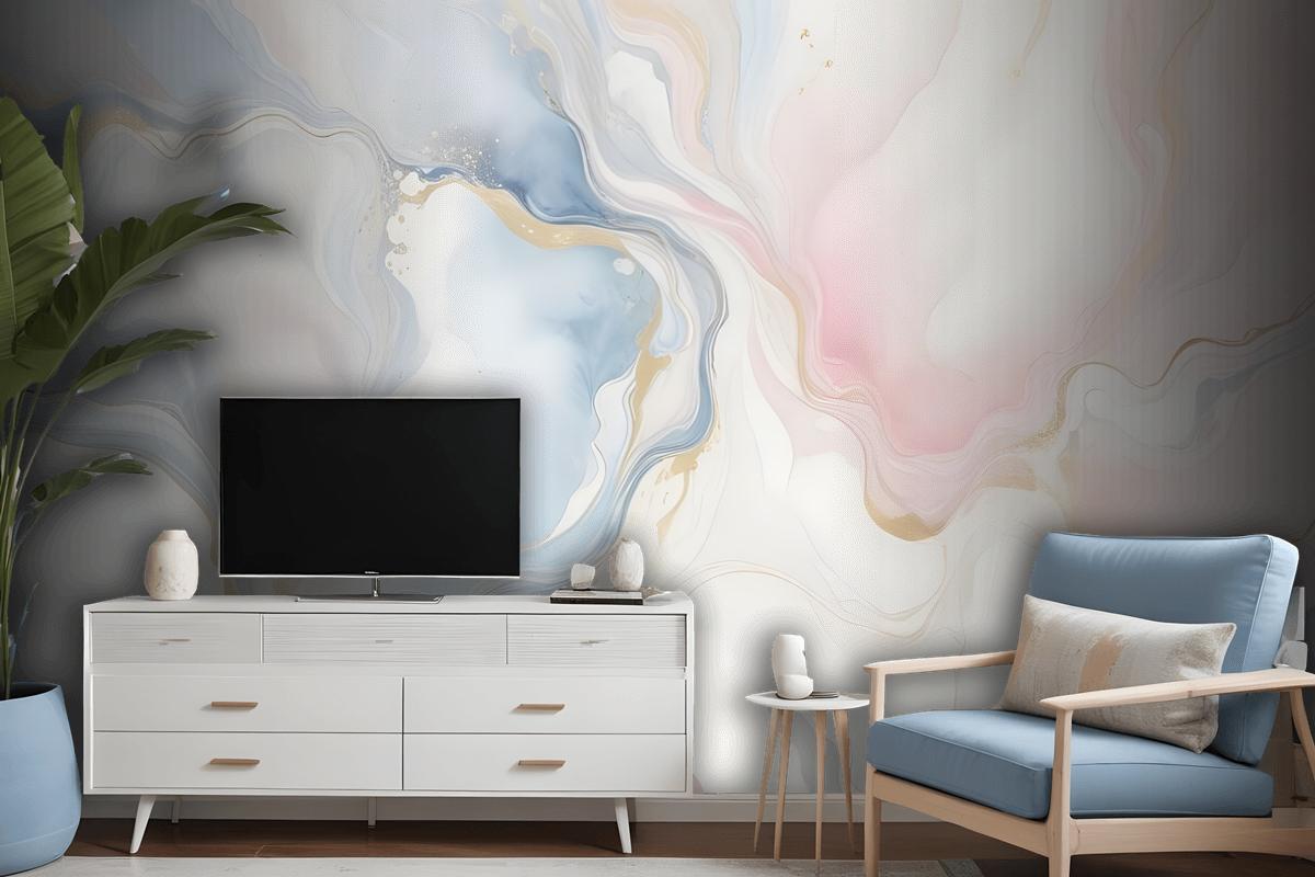 Soft Neutral Abstract Marble Art Wallpaper Mural