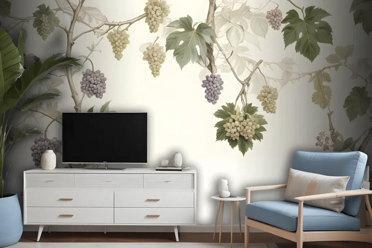 Soft Tropical Grape Trees And Durian Fruits Wallpaper Mural