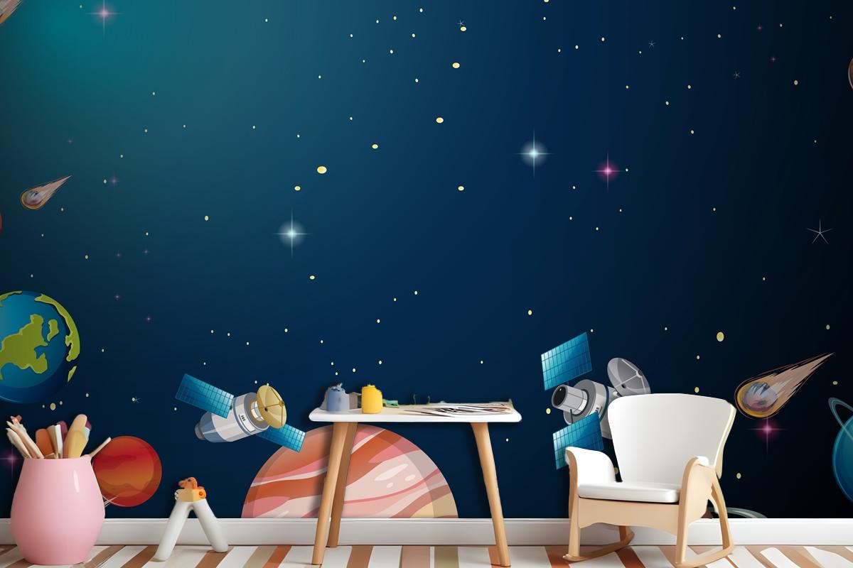 Solar System Universe Scene Wallpaper Mural