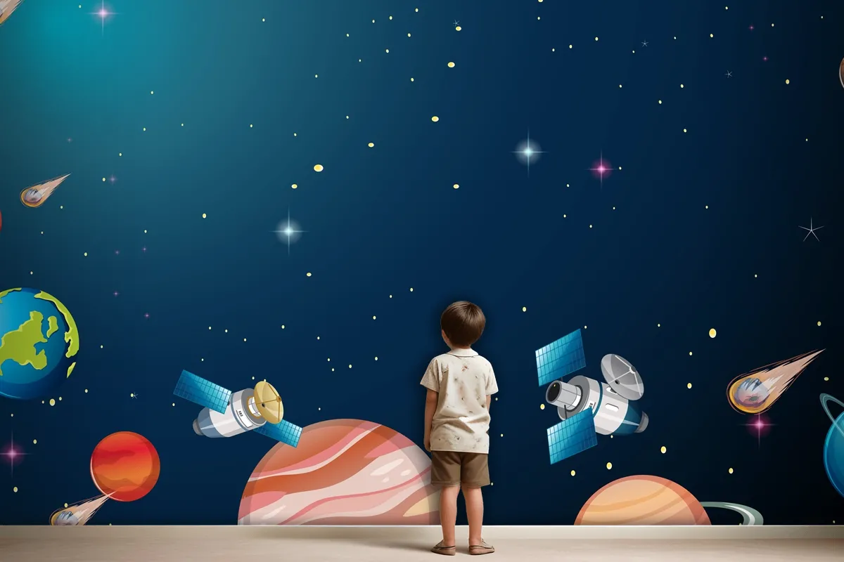 Solar System Universe Scene Wallpaper Mural