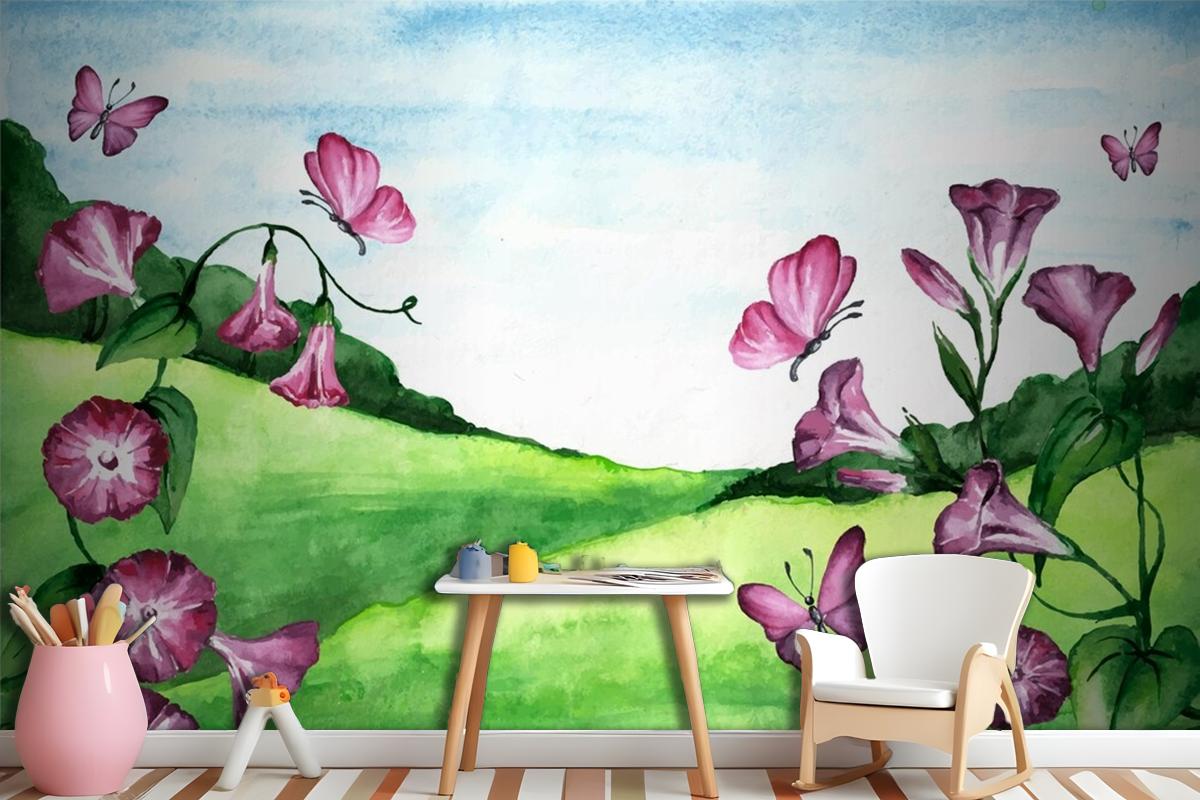 Spring Landscape Girl Wallpaper Mural