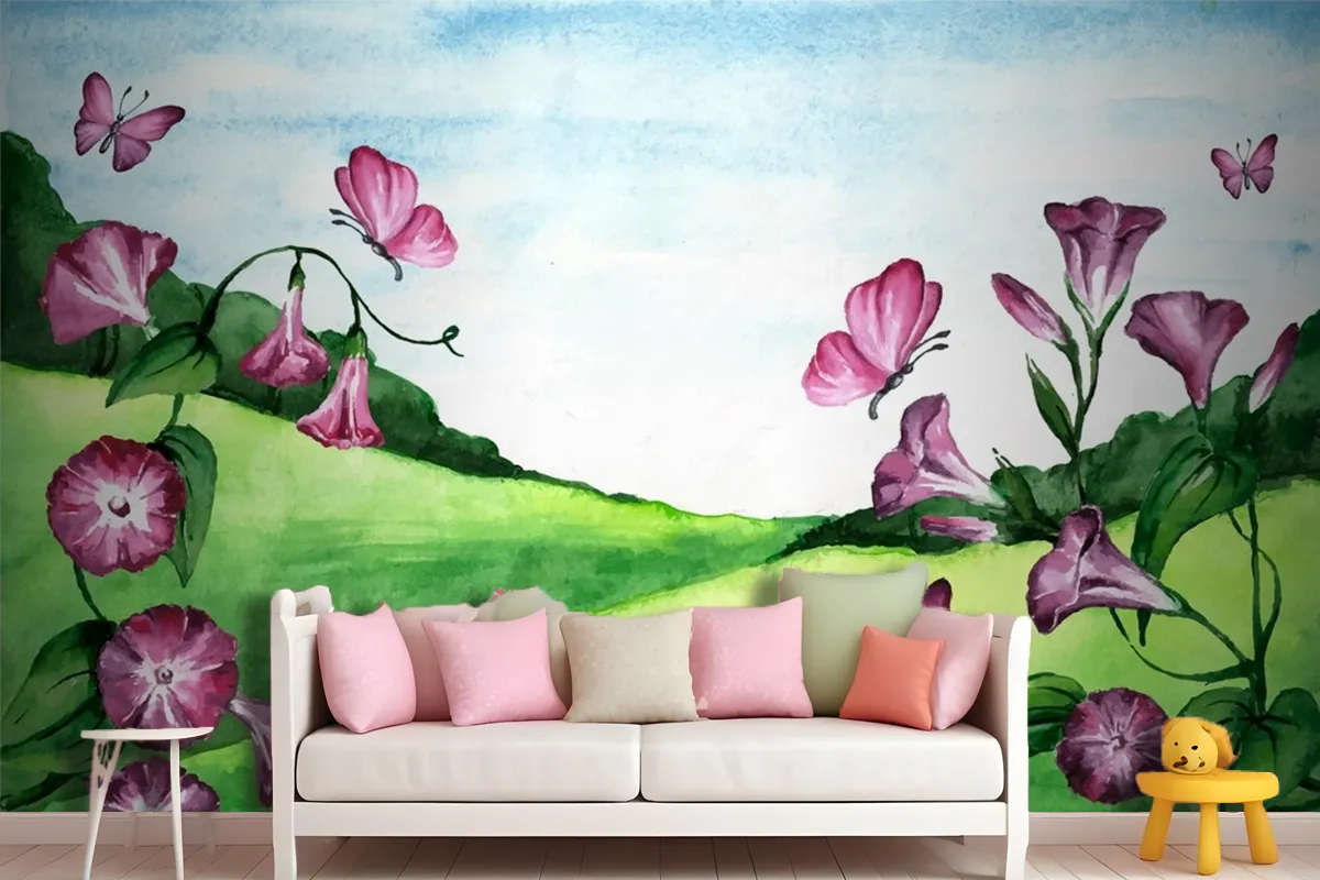 Spring Landscape Girl Wallpaper Mural