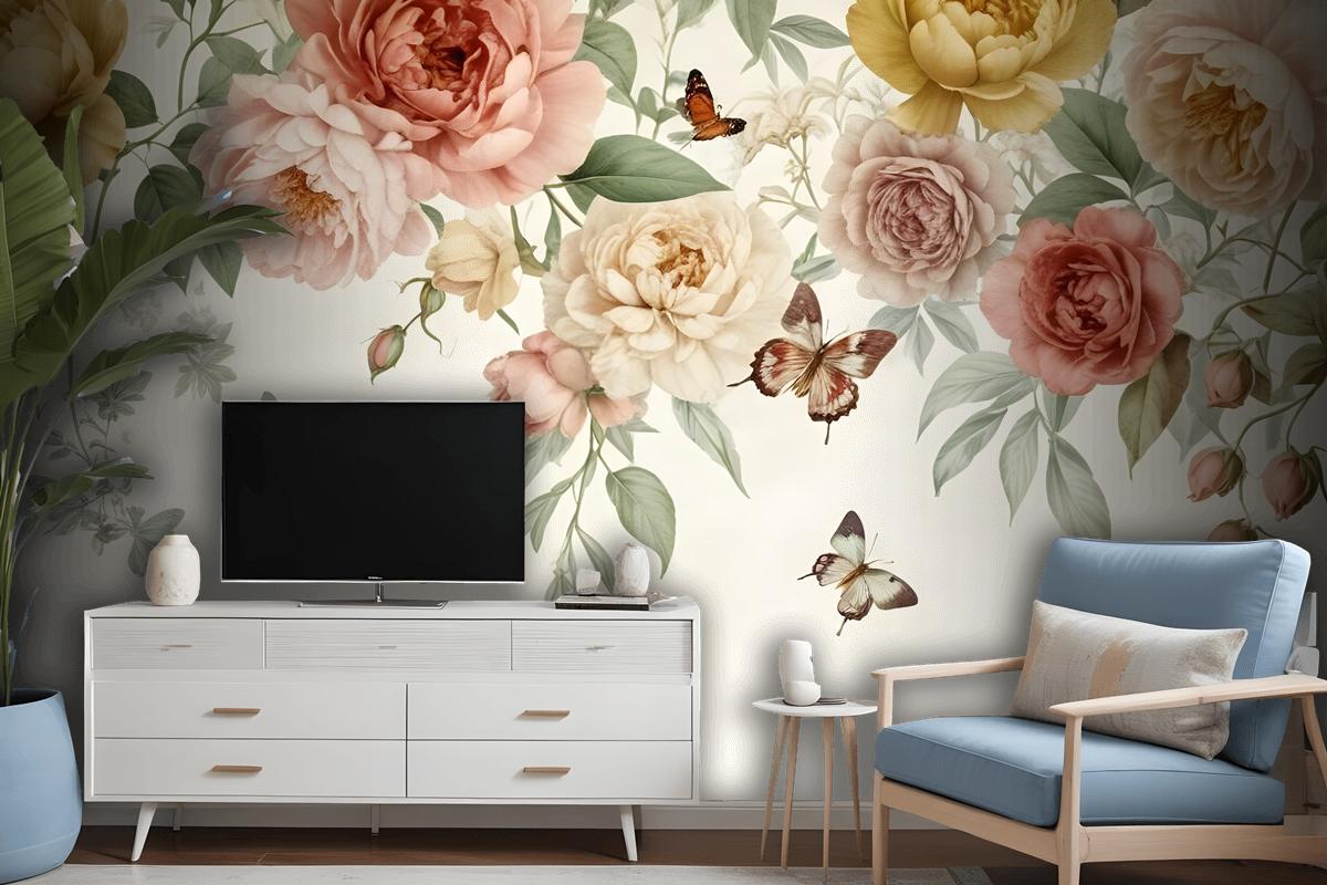 Summer Floral Colorful Watercolor Blossom Wallpaper Mural