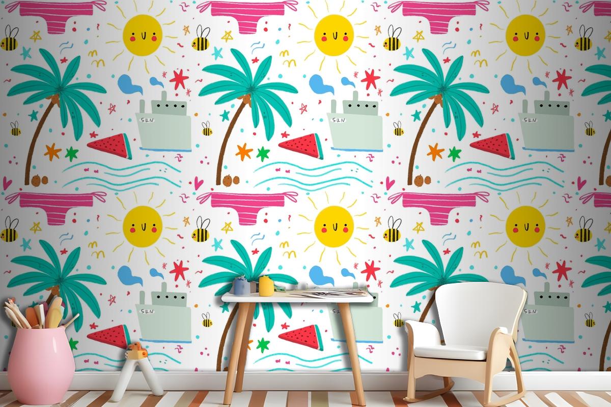 Summer Pattern For Zoom Wallpaper Mural