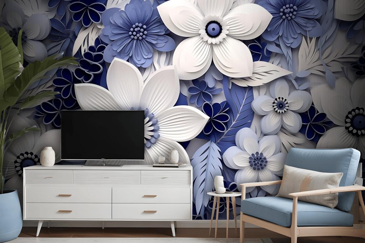 Top View Beautiful Flowers Arrangement Wallpaper Mural