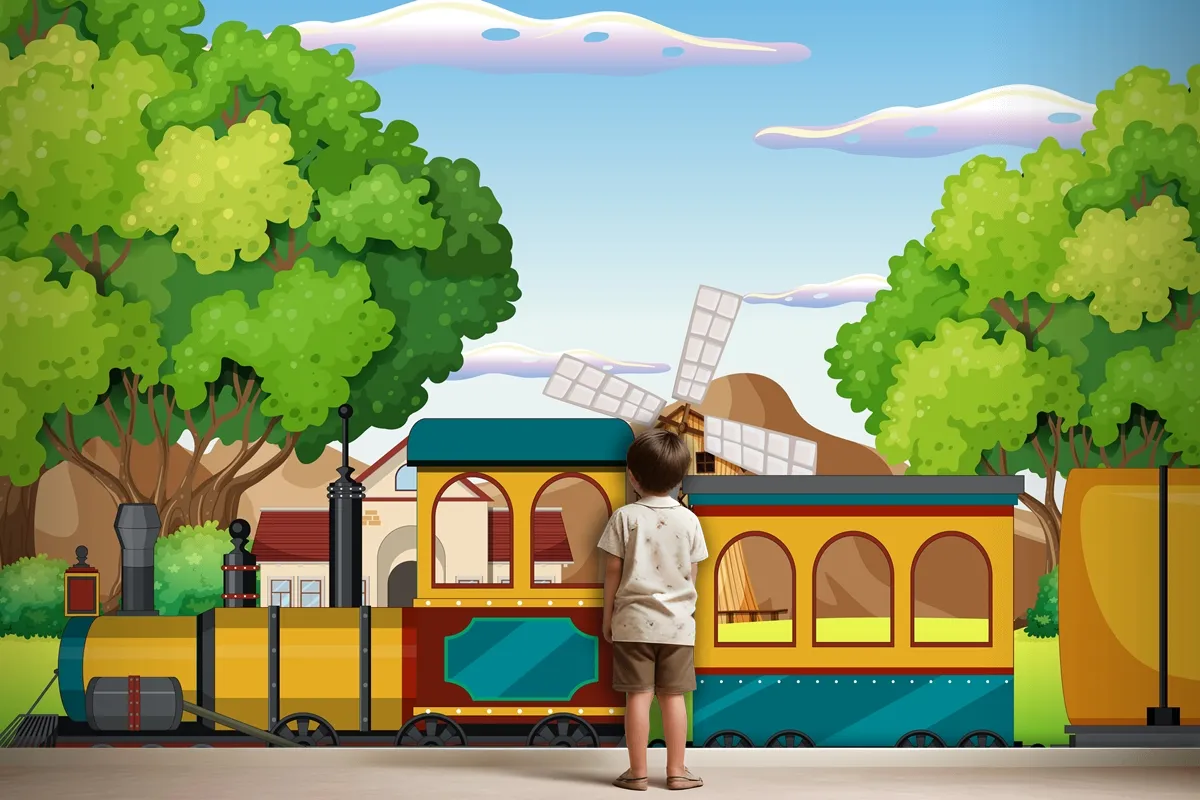 Train With Natural Scene Kids Wallpaper Mural