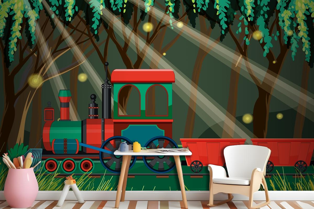 Train With Natural Scene Wallpaper Mural