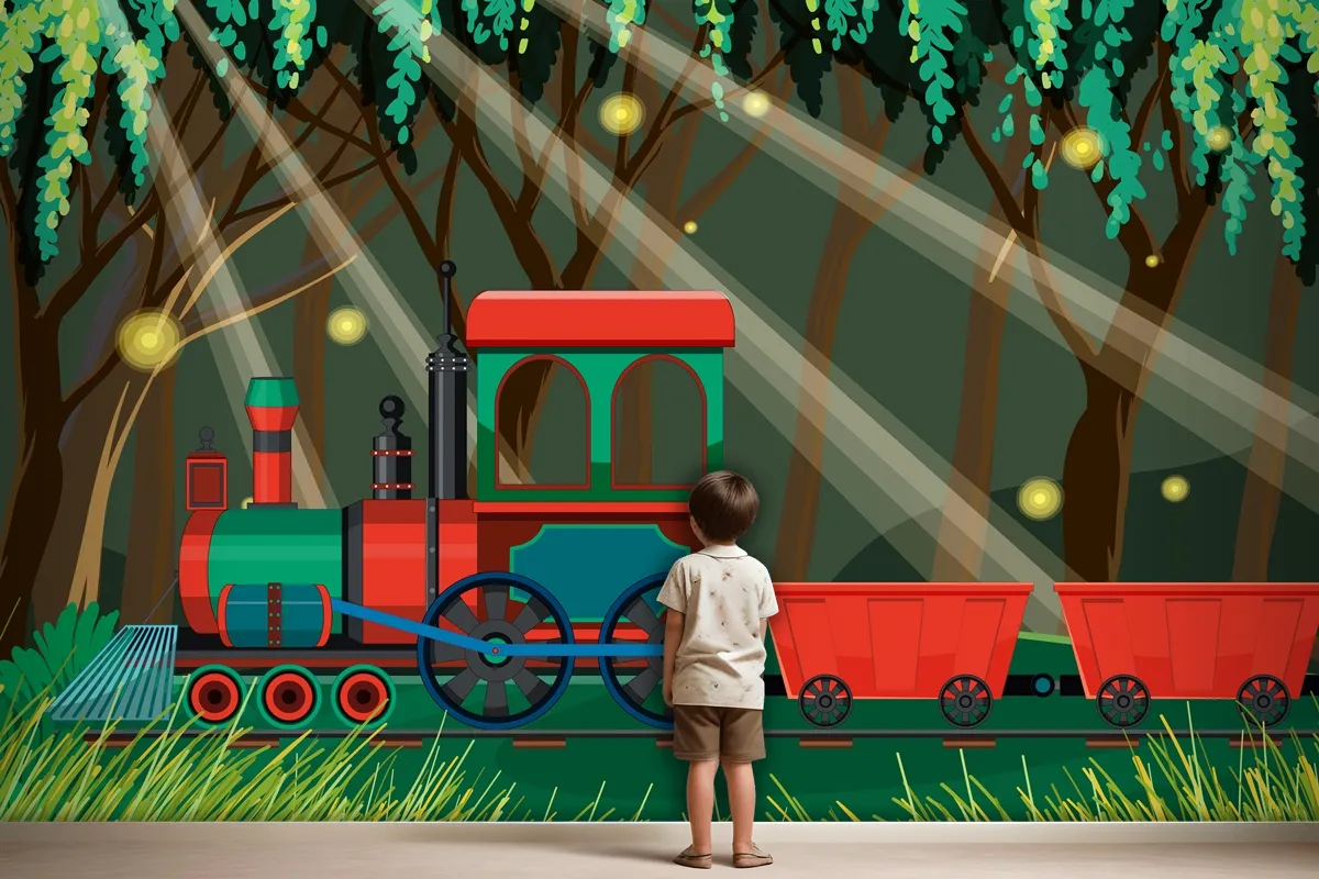 Train With Natural Scene Wallpaper Mural