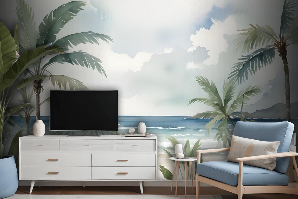 Tropical Beach View Wallpaper Mural