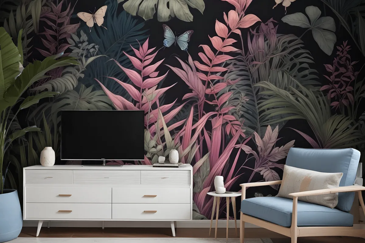 Tropical Butterflies Wallpaper Mural